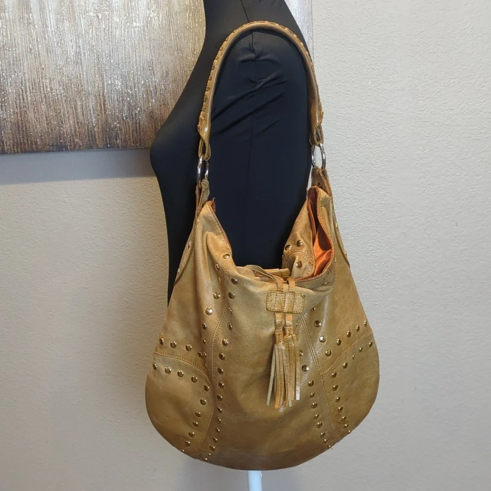 Sabina leather studded boho bag